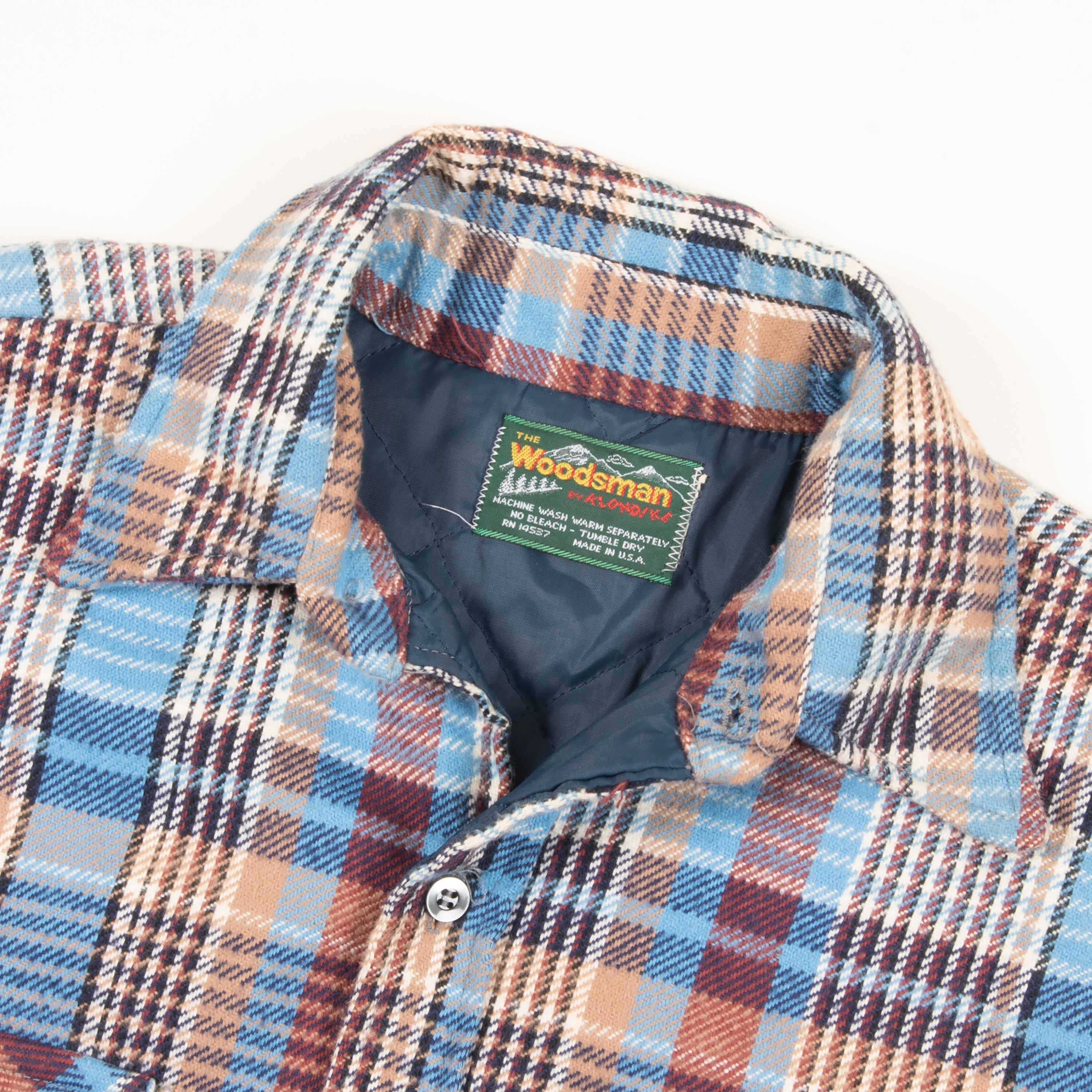 Vintage Woodsman Quilt Lined Plaid Overshirt Made In The USA