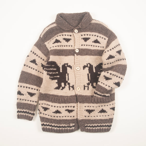 Vintage Aztec Bird Pattern Heavy Knit Cowichan